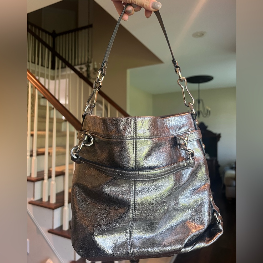 Coach Pewter Metallic Brooke